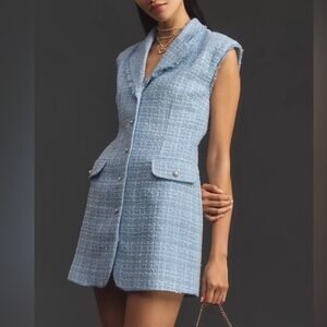 Anthropologie NEW Maeve Sleeveless Tweed Blazer Mini‎ Dress size 6